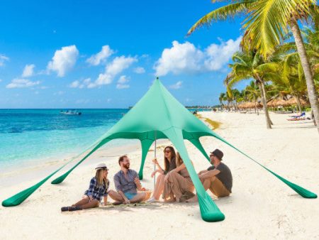 20 x 20 Feet Beach Canopy Tent with UPF50+ Sun Protection and Shovel-Green Sale