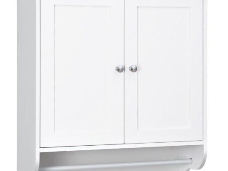 Wall Mounted Bathroom Storage Medicine Cabinet with Towel Bar-White Fashion