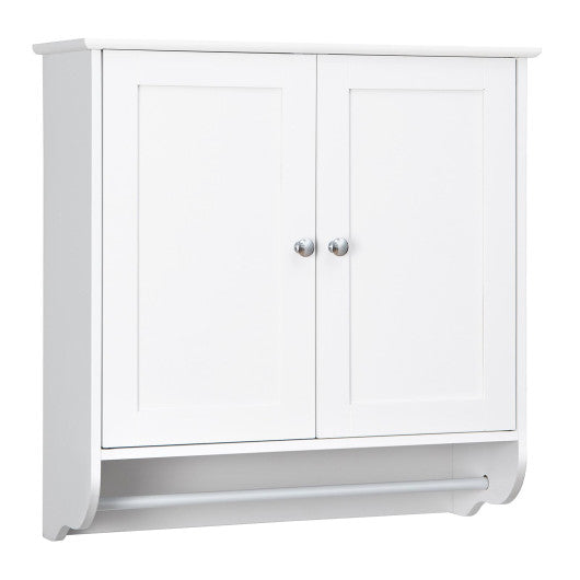 Wall Mounted Bathroom Storage Medicine Cabinet with Towel Bar-White Fashion