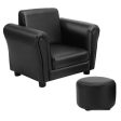 Black Kids Single Armrest Couch Sofa with Ottoman For Discount