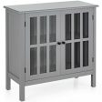 Glass Door Sideboard Console Storage Buffet Cabinet-Gray Fashion