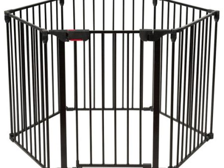 6 Panel Wall-mount Adjustable Baby Safe Metal  Fence Barrier-Black For Sale