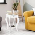 2-Tier End Table with Drawer and Shelf for Living Room Bedroom-White Discount