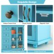 Buffet Sideboard Table Kitchen Storage Cabinet with Drawers and Doors-Blue For Discount