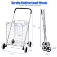 Portable Folding Shopping Cart Utility for Grocery Laundry-Silver Cheap