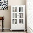 55 Inch Bookcase Cabinet with Tempered Glass Doors-White Hot on Sale