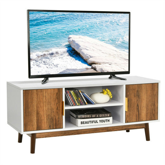 2 Door TV Stand with 2 Cabinets and Open Shelves for TVs up to 50 Inch TV Fashion