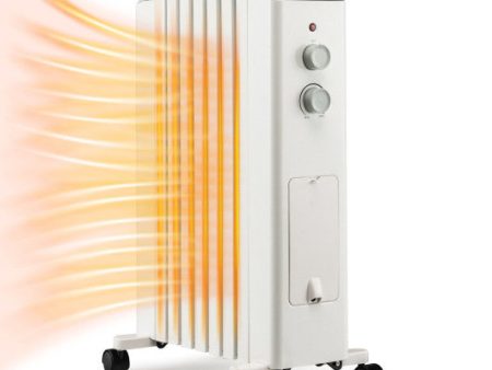 1500W Portable Oil Filled Radiator Heater with 3 Heat Settings-White Hot on Sale