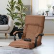 14-Position Adjusting Lazy Sofa Chair with Waist Pillow and Armrests-Coffee Supply