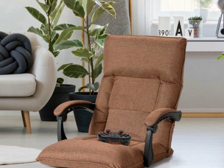 14-Position Adjusting Lazy Sofa Chair with Waist Pillow and Armrests-Coffee Supply