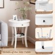 2-Tier Wood Round End Table with Open Drawer-White For Cheap