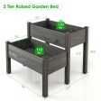 2 Tier Wooden Raised Garden Bed with Legs Drain Holes-Gray Discount