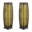 2 Pieces Solar-Powered Square Wicker Floor Lamps with Auto LED Light-Brown Supply