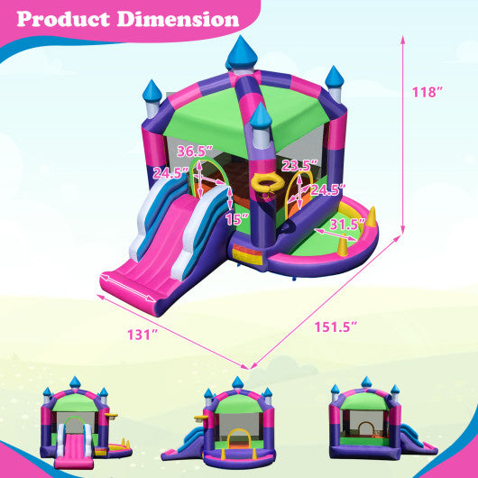 Inflatable Bounce Castle with Canopy Shade Cover and Slide For Discount