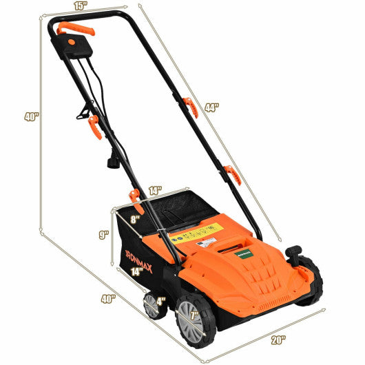 13 Inch 12 Amp Electric Scarifier with Collection Bag and Removable Blades-Orange Supply