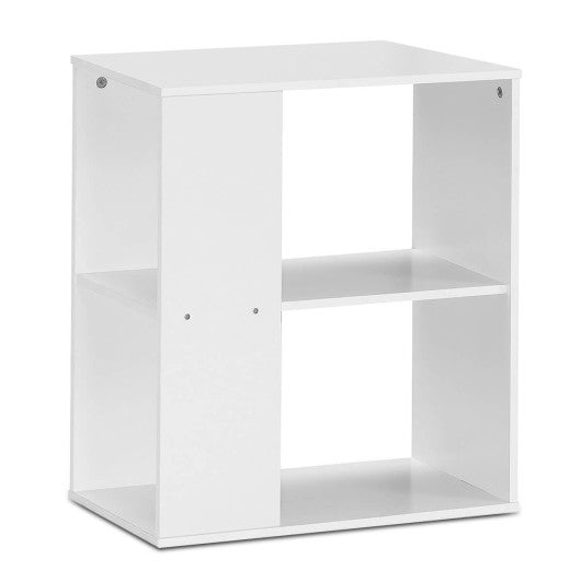 2-Tier Side End Table with Storage Shelves -White Sale