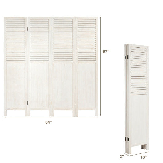 5.6 Ft Tall 4 Panel Folding Privacy Room Divider-White Online