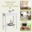 2-Tier Narrow Wood End Table with Storage Shelf for Small Spaces-White on Sale