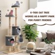 6-Tier Wooden Cat Tree with 2 Removeable Condos Platforms and Perch-Gray Online Sale