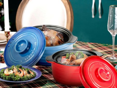 2 Pieces Ceramic Cookware Set with Lid and Insulated Handle For Discount