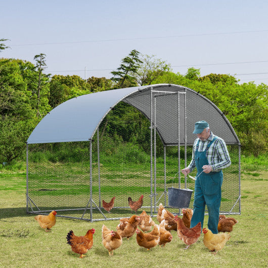 6.2 Feet 12.5 Feet 19 Feet Large Metal Chicken Coop Outdoor Galvanized Dome Cage with Cover-S on Sale