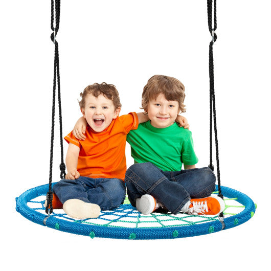 40 Inch Spider Web Tree Swing Kids Outdoor Play Set with Adjustable Ropes-Blue Sale