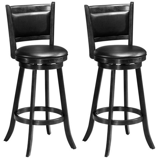 Set of 2 29 Inch Swivel Bar Height Stool Wood Dining Chair Barstool-Black For Cheap