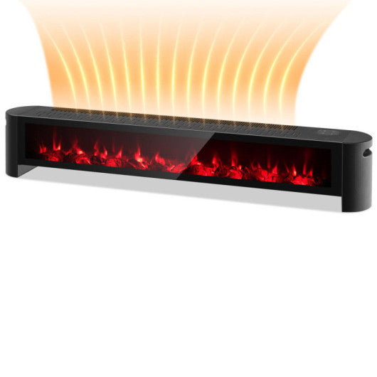 1400W Electric Baseboard Heater with Realistic Multicolor Flame-Black on Sale