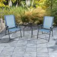 2 Set of Patio Dining Chair with Armrests and Metal Frame-Blue Online