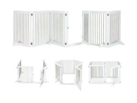 Freestanding 6-Panel Dog Gate with 4 Support Feet for Stairs-White Online now