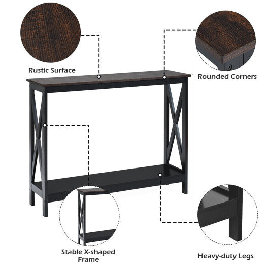 2-Tier Console X-Design Sofa Side Accent Table-Wood Grain Online