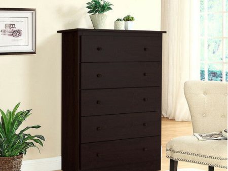 Functional Storage Organized Dresser with 5 Drawer-Dark Brown Fashion