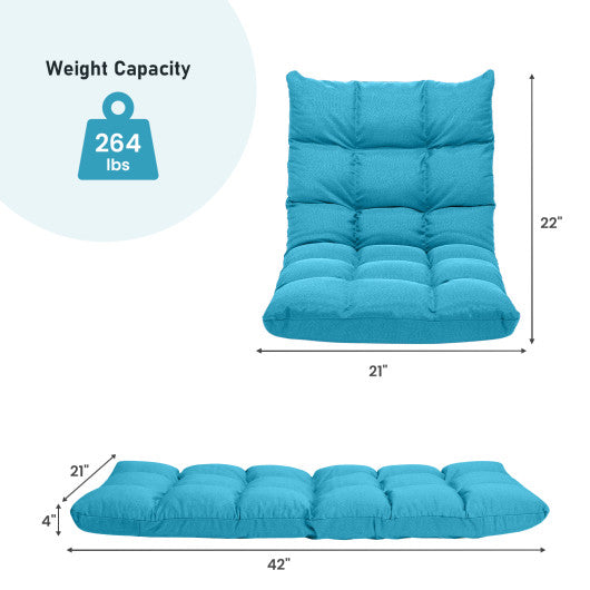 14-Position Adjustable Folding Lazy Gaming Sofa-Light Blue For Sale