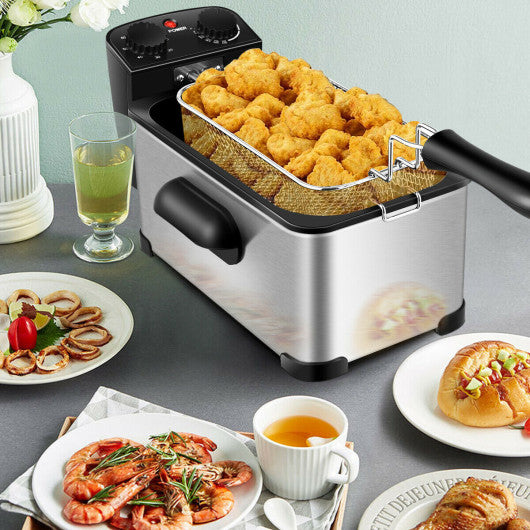 3.2 Quart Electric Stainless Steel Deep Fryer with Timer on Sale