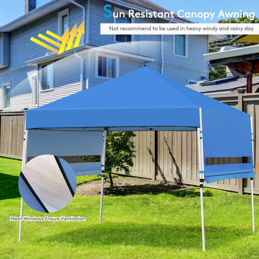 17 Feet x 10 Feet Foldable Pop Up Canopy with Adjustable Instant Sun Shelter-Blue Fashion