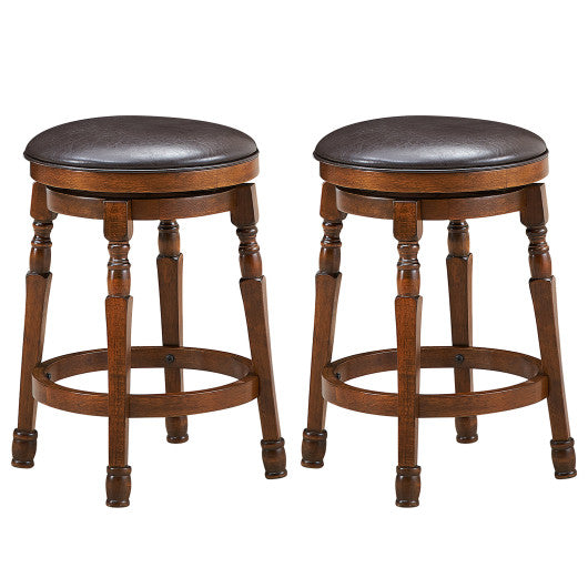 Set of 2 24-Inch Swivel Leather Padded Bar Dining Stools Online