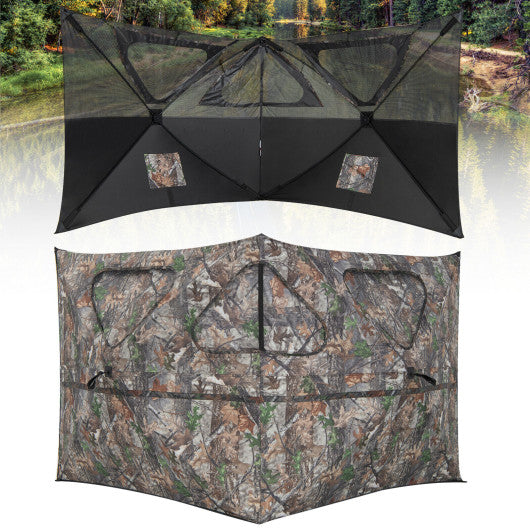 2-Panel Hunting Ground Blind Pop Up Fence with 3 Shoot Through Ports Hot on Sale