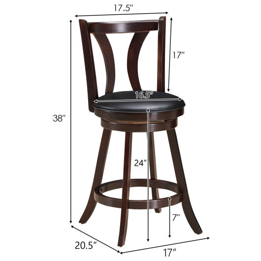 Set of 2 Swivel Bar stool 24 Inch Counter Height Leather Padded Dining Kitchen Chair-24 Inch Online now