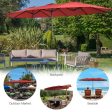 15 Feet Double-Sided Twin Patio Umbrella with Crank and Base-Red Cheap