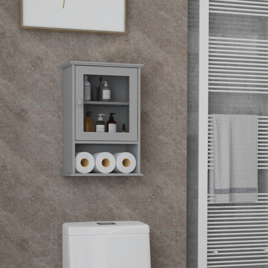 Bathroom Wall Mounted Adjustable Hanging Storage Medicine Cabinet-Gray Discount