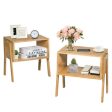 2 Pieces Bamboo Nightstand Sofa Table with Storage Shelf For Cheap