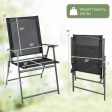 2 Pieces Patio Folding Chairs with Armrests for Deck Garden Yard-Black & Gray on Sale