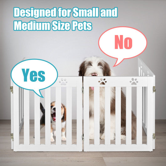 24 Inch Folding Wooden Freestanding Pet Gate Dog Gate with 360° Hinge -White Supply