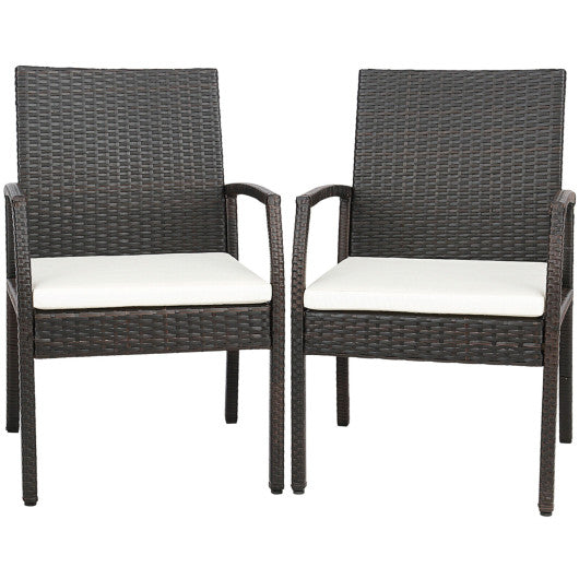 2 Pieces Patio Wicker Dining Armchair Set with Soft Zippered Cushion-Set of 2 For Sale