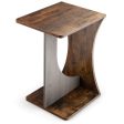 2-Tier Compact C-shape Sofa Side Table-Rustic Brown For Discount