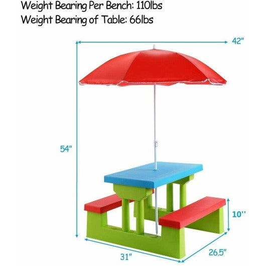 Kids Picnic Folding Table and Bench with Umbrella Online Hot Sale