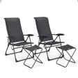 4 Pieces Patio Adjustable Back Folding Dining Chair Ottoman Set-Gray Online Hot Sale