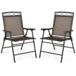 Set of 2 Patio Folding Chairs Sling Portable Dining Chair Set with Armrest Online