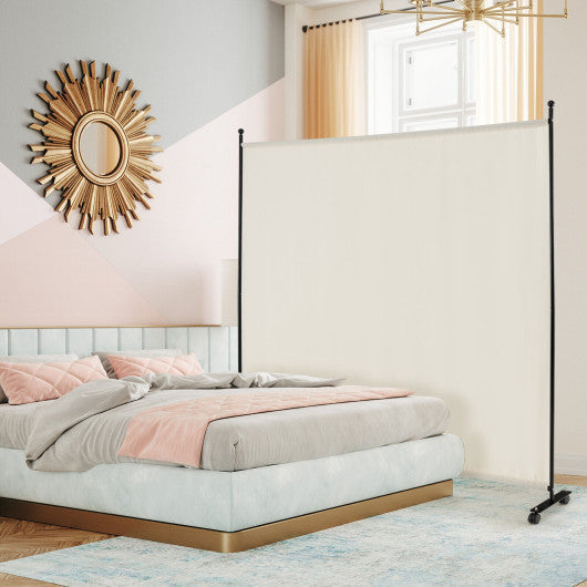 6 Feet Single Panel Rolling Room Divider with Smooth Wheels-White Online Hot Sale