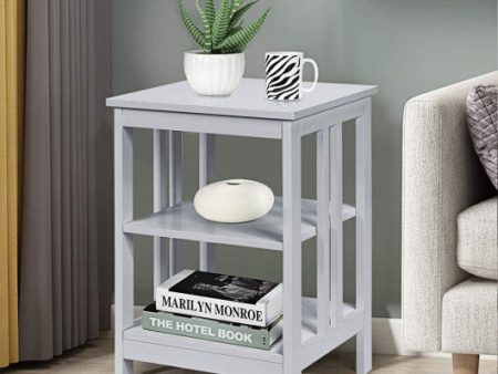 2 Pieces 3-Tier Nightstand with Reinforced Bars and Stable Structure-Gray Online Hot Sale